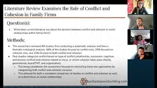 Conflict and Cohesion in Family Firms | Literature Review