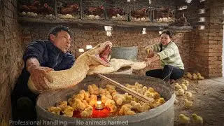 72 hours of confronting a giant python that invaded the farm&ndash;Giant python lurking near chicks.