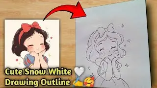 TUTORIAL:- Cute Snow White Drawing Outline ✍️❤️|| The Artist Ak🌸 || #video #viralvideo #snowwhite