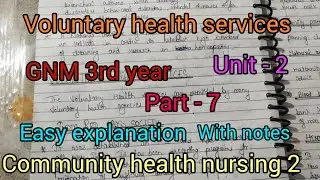 Voluntary health services/unit - 2/part -7/ GNM 3rd year/community health nursing 2/easy explanation