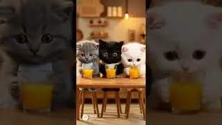 いただきます｜プリンとオレンジジュース　#shorts #ai猫 #cat