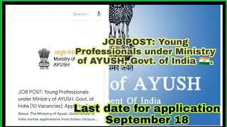 JOB POST : Ministry of AYUSH Government|HOW to apply application form |