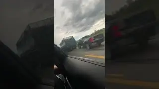 Semi with a blown tire