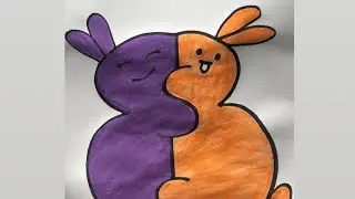 How To Draw Hugging Bunnies Easy | Bunny drawing from number /letter SS33| drawing with number