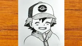 How to draw Ash from Pok&eacute;mon || Cartoon drawing