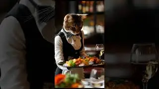 Adorable Waitress Cat Exuding Magical Aura &ndash; You Won't Believe Your Eyes! 🐾✨ | Viral Cat Video