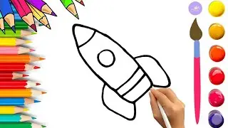 How To Draw cute Rocket Drawing, Painting & Coloring For Kids and Toddlers_🌈🎨