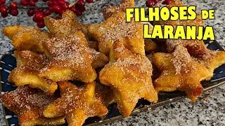 Filhoses de Laranja em Forma de Estrela 🎄Receita de Natal #doces #receitasdenatal #sobremesa #fritos