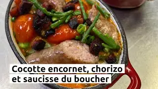 Cocotte encornet, chorizo, saucisse du boucher