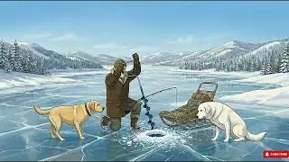 A Winter Day with an Old Man and His Two Dogs
