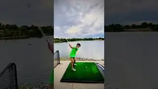 At aqua golf hitting