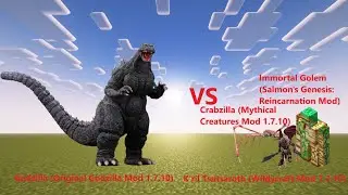 Godzilla Vs Immortal Golem, Crabzilla, And K'ril Tsutsaroth | Modded Minecraft Mob Battle | 1.20.1