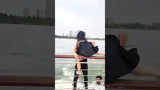 Girls who fly Board for the first time#shortsfeed #facts #food #fly #boat #greenscreen #shorts