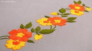 🌸🌸Hand Embroidery Simple Border Design For Dress, Dress Decoration Idea Easy-562