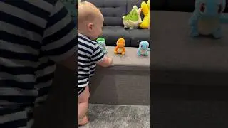 Baby Chooses His Starter Pok&eacute;mon! #pokemon #bulbasaur #charmander #squirtle #shorts