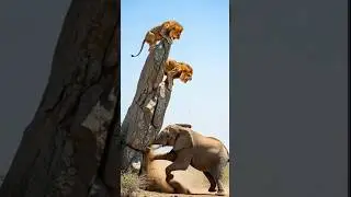 Elephant Power & Lions Flee! 🐘🦁 #ElephantPower #LionsFlee#AnimalBattle #Wildlife #YouTubeShorts