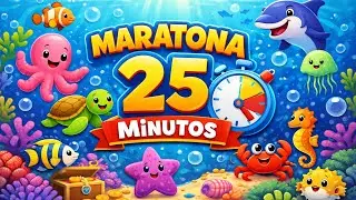 MARATONA DE 25 MINUTOS NO FUNDO DO MAR 🐠🌊 | ANIMAIS MARINHOS | VÍDEO INFANTIL EDUCATIVO