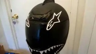 Custom Motorcycle helmet - Stealth Shark with eyes and graffiti
