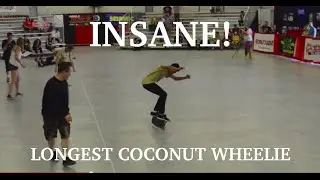 CRAZY! Worlds longest Coconut Wheelie on flat ground
