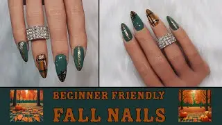 Fall Inspired Almond Nails Using The Red Iguana Practice Hand 🍁🍂