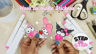 How to make stickers ✨cute kawaii stickers✨️Easy & Cheap✨️No Printer✨️No Baking Paper✨️DIY stickers