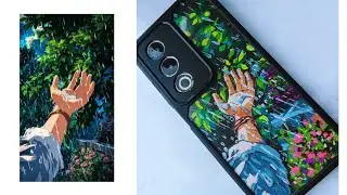 Aesthetic Phone Case Painting | Rain Theme with Acrylic Colour l Halima Art