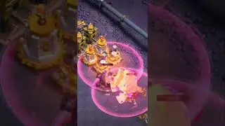clan capital all defence VS Mountain golem + Haste spell (No TH) #clashofclans #cocshorts #coc