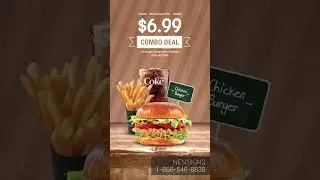 Burger Promo - Digital Menu Board - NexSigns  #digitalmenuboards