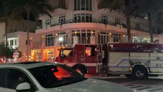 Miami Beach Fire Rescue Engine 1 Responding to fire alarm call.
