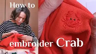 🦀 Turn a hole in your clothes into a CUTE CRAB with embroidery! Tutorial + stitches 💕