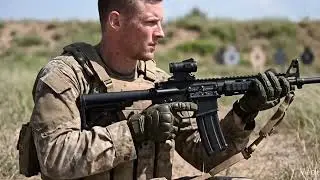 UK Army Soldier Sitting Firing Position &mdash; Training Drill