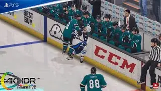 NHL 22 Big Hit on Boards! San Jose Sharks vs Winnipeg Jets 4K Realistic Graphics! PS5 Gameplay