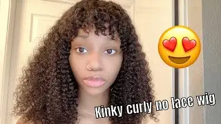 Super Easy Curly Wig With Bangs | Bomb Curly Weave Wig Review | ft. WIG FEVER