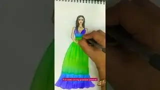 Ombre dress design 💚💙#shorts #youtubeshorts #ombre #fashion illustration #lustrousfashion