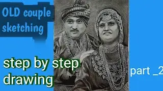 Old couple hyper realistic drawing step by step || old man- woman realistic drawing 