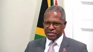 Minister Velekosini Hlabisa interacts with media after he met with Deputy President Pau Mashatile