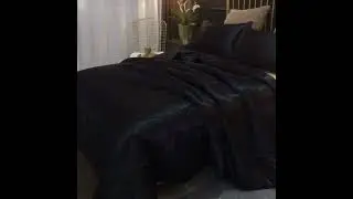 Silky Satin Comforter Set Queen Black
