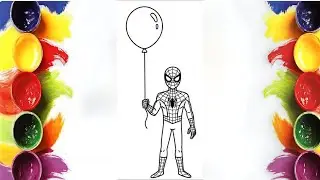 Relaxing Learning: How to Color a Spiderman with Balloon Smoothly | Mini Artist World