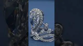 18K Solid Gold 4ct Pear Moissanite Ring #diamondring #4ctdiamond #18ktgold #pearcut #pearcutring