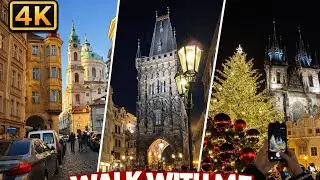 Prague Christmas Market Walkthrough 🎄 | Magical Winter Walk in Prague (4K)