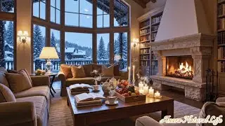 Cozy Winter Jazz Ambience ❄️ Soft Jazz Piano & Fireplace Sounds for Relax, Study & Work