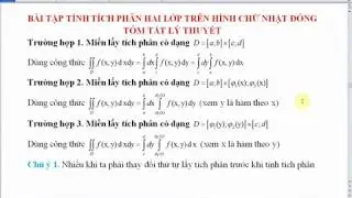 Bài tập tính tích phân hai lớp trên hình chữ nhật đóng