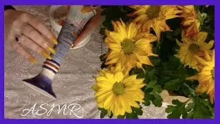 ASMR Soft Tapping on Ceramic Vase with Yellow Long Nails