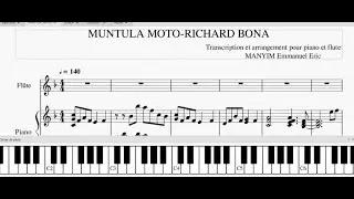 MUNTULA MOTO-RICHARD BONA PIANO+FLUTE COVER PARTITION TUTO