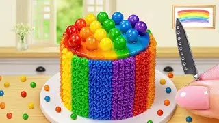 Mini Rainbow Cake Recipe With Chocolate | Miniature Rainbow Buttercream Cake Decorating Ideas