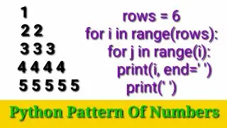 Python number pattern problem || Pattern of numbers in python || Pattern Printing || #python