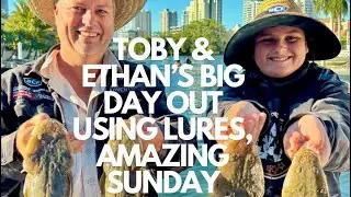 Toby & Ethan&rsquo;s big day out using S Tackle plastics, Ecogear ZX, & Inku squid jigs! 🎣🦑
