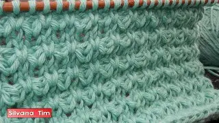 Puntos a Dos Agujas para Tejer con lana gruesa, semigruesa. Punto con tres lazadas 