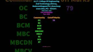 1323 TNEA Cutoff CIVIL ENGINEERING ACT  College Of Engineering And Technology, Nelvoy, Maduranthagam