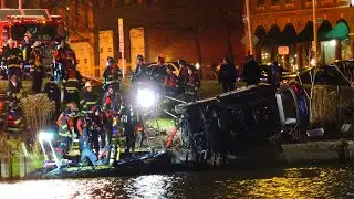 Milwaukee Police pursuit rollover crash, water rescue